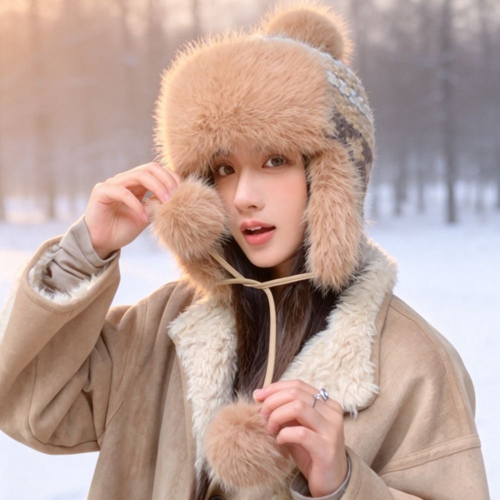 스타일리시한 폴리에스터 니트 트래퍼 모자, 폼폼 장식, - Trapper Hat Ear Flap 리뷰 및 가격